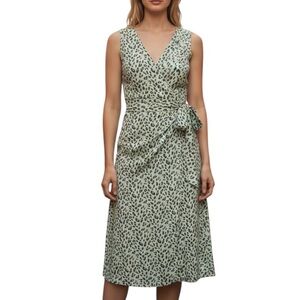 August Hale Silk Leopard Print Faux Wrap Casual Event Party dress SZ 4